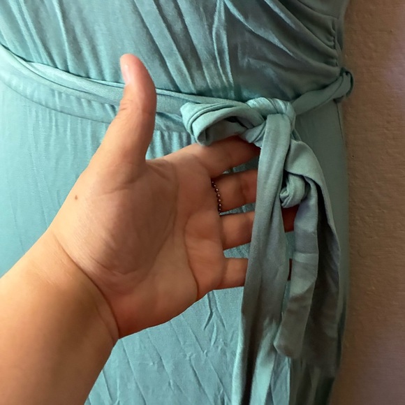 🆕7th Ray Sleeveless Belted Maxi In Nile Blue Gown with Ruffled Tiered Dress M🆕 - Picture 6 of 10